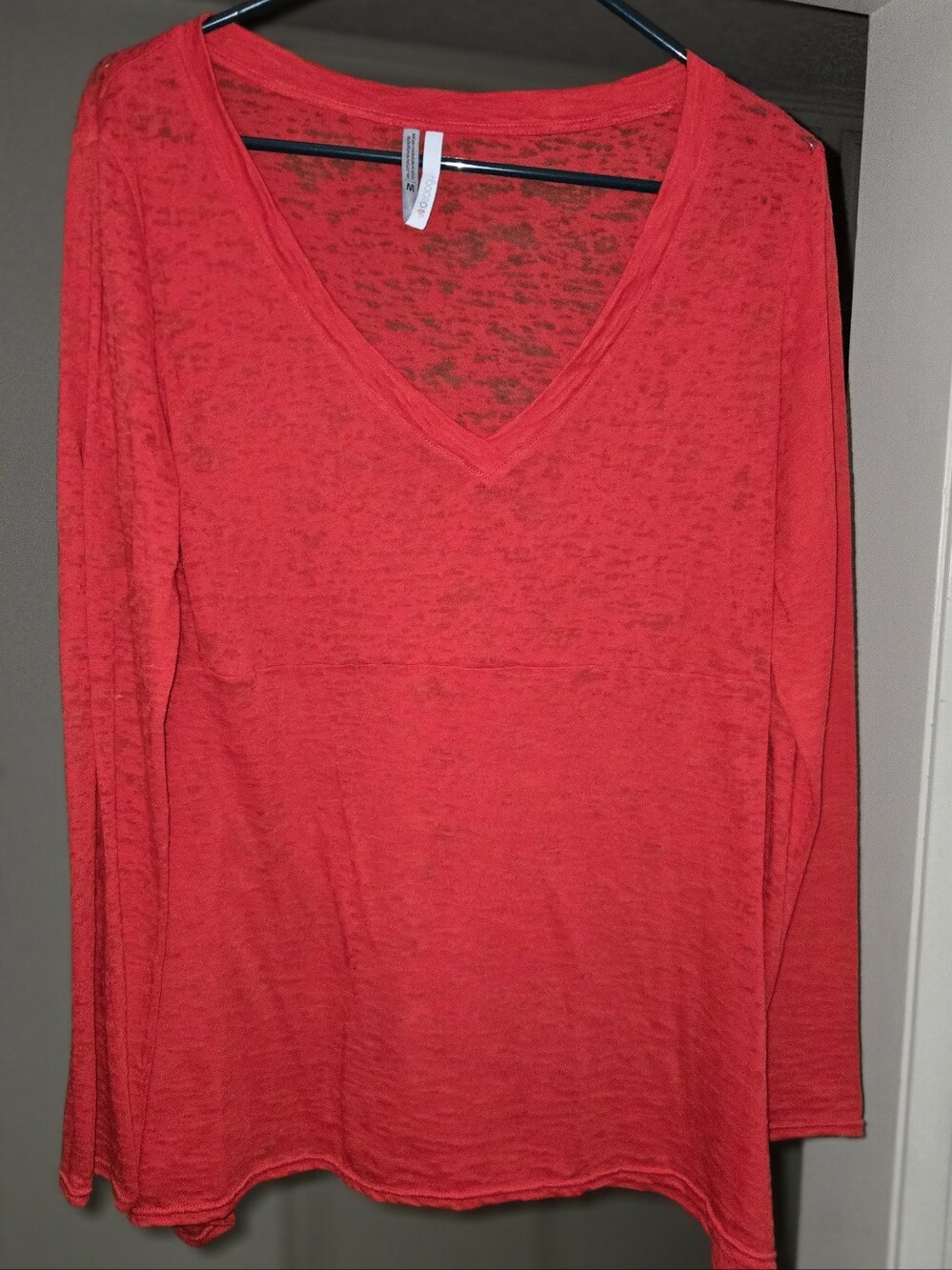 Ideology Women's Long Sleeve V-Neck Top - Red